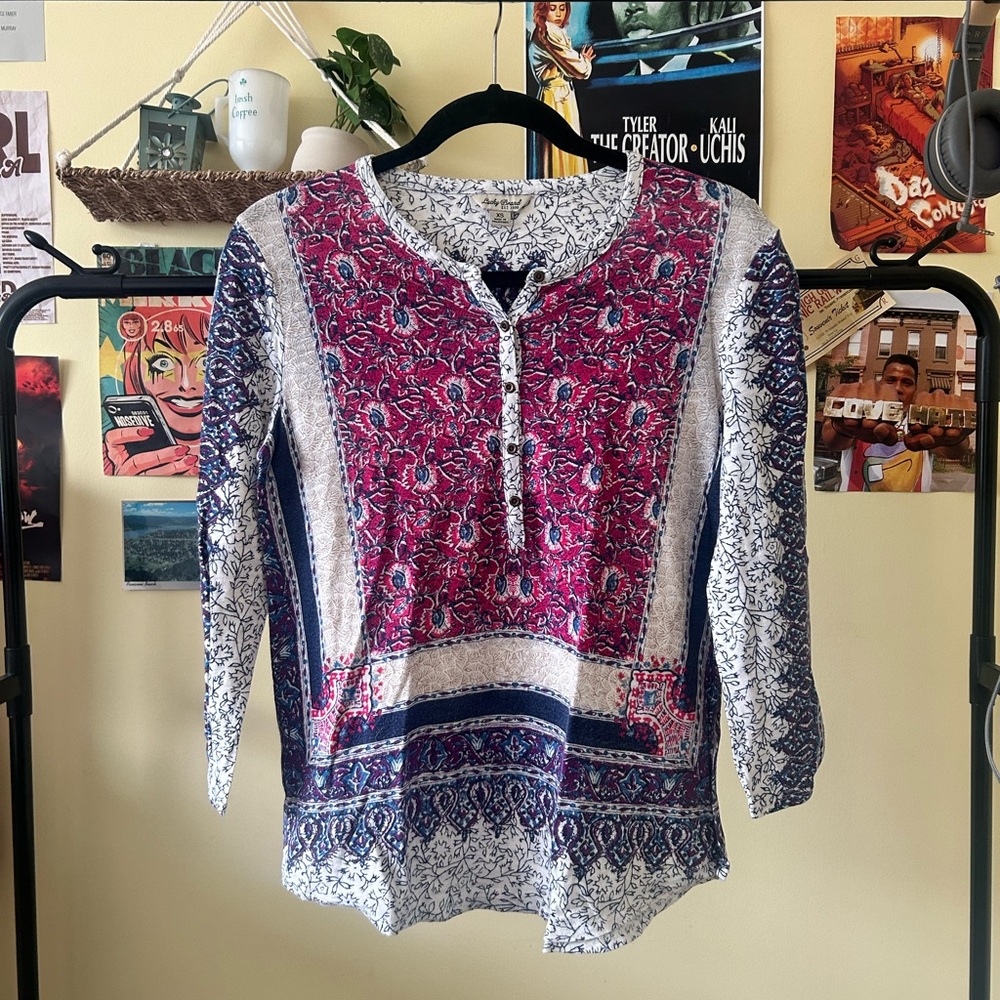 Lucky Brand Women's Bohemian Patterned Blouse
